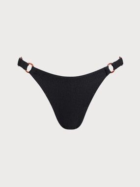 Berlook Black Ribbed Bikini Bottom with O Rings